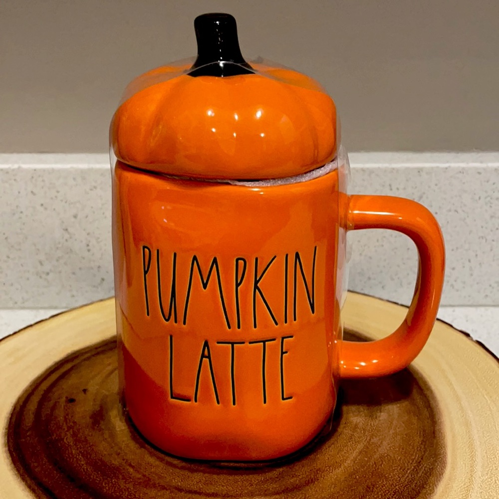 🍁RAE DUNN PUMPKIN LATTE FARMHOUSE COFFEE TEA PSL COFFEE TEA DECOR MUG W TOPPER